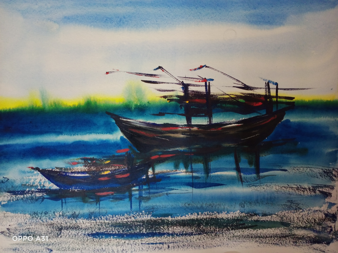Painting by Sudipto Chakraborty - Boat -III