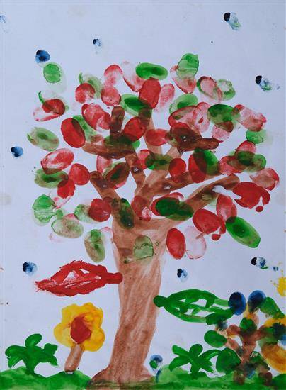 Painting by Vijay Mahure - Finger painting - Tree