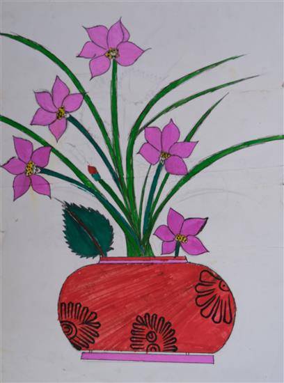 Painting by Pramil Sabale - Flower Pot - 4