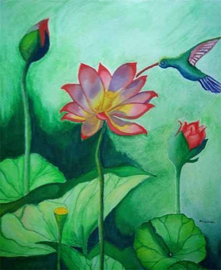 Painting by Mumu Ghosh - Lotus