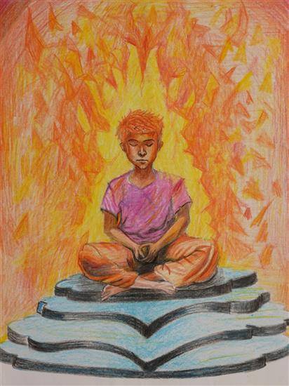 Painting by Saisidhartha Jena - The Children in Meditation