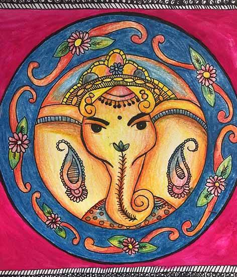 Painting by Kashish Desai - Colourful Ganesha