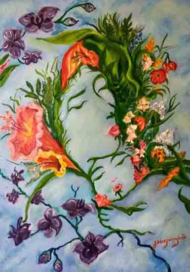 Painting by Puspanjali Sharma - Nature's embrace