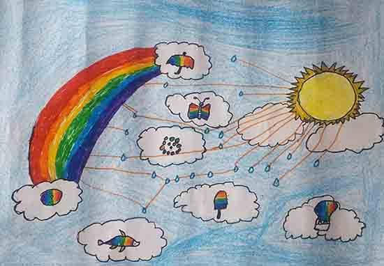 Painting by R. Veekshith - Rainbow drawing