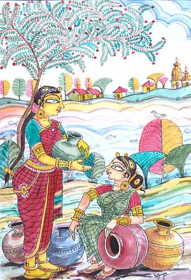 Painting by Bijaya Nayak - Gossiping