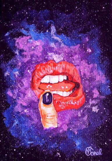 Painting by Sonal Poghat - Cosmic Lips