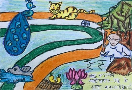 Painting by Shambhawi Vermaa - Colours of our National symbols