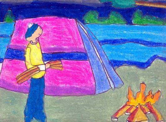 Painting by Antara Shivram Desai - Camp fire