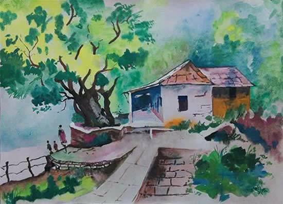 Painting by Narendra Gangakhedkar - Granny's Place
