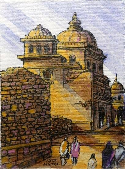 Painting by Natubhai Mistry - Ruins - 2
