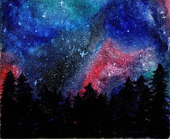 Painting by Naysha Satyarthi - Galaxy night - 2