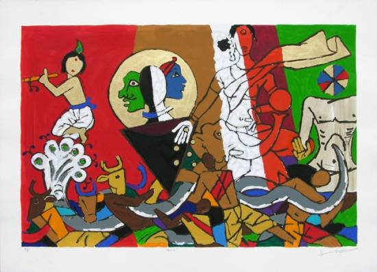 Limited Edition Print by M F Husain - Theorama - Vedic