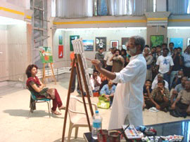 Demonstration of Portrait painting by Vasudeo Kamath