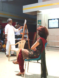 Demonstration of Portrait painting by Vasudeo Kamath