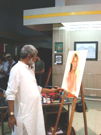 Demonstration of Portrait painting by Vasudeo Kamath