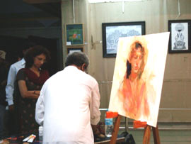 Demonstration of Portrait painting by Vasudeo Kamath