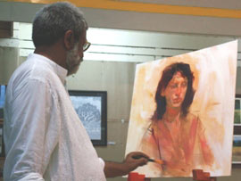 Demonstration of Portrait painting by Vasudeo Kamath