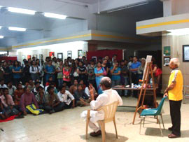 Demonstration of Portrait painting by Vasudeo Kamath