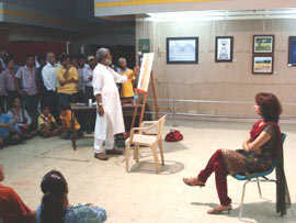 Demonstration of Portrait painting by Vasudeo Kamath