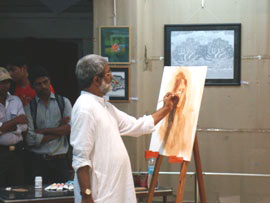 Demonstration of Portrait painting by Vasudeo Kamath