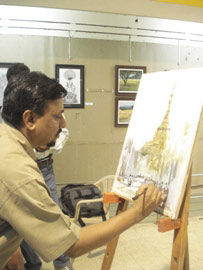 Demonstration of Watercolour painting by Ravi Deo