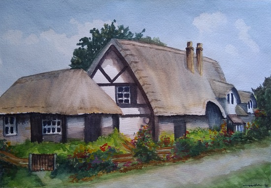 Country Cottage Painting By Emerging Artist Varsha Shukla