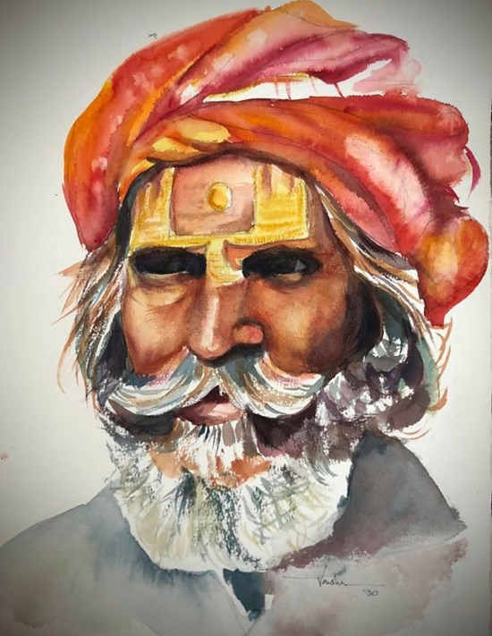 Folk Portrait, painting by Varsha Shukla