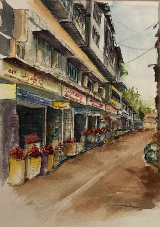 Masala Galli, painting by Varsha Shukla