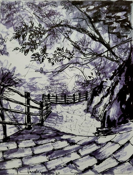 Mistic lane, painting by Varsha Shukla