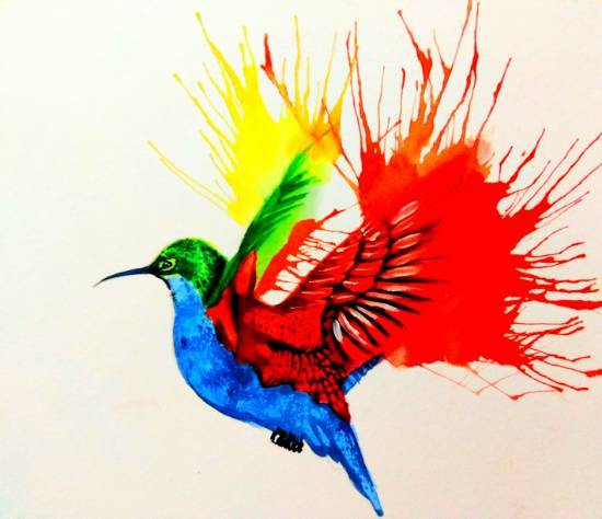 A bird in blow painting Painting by Tanuj Samaddar