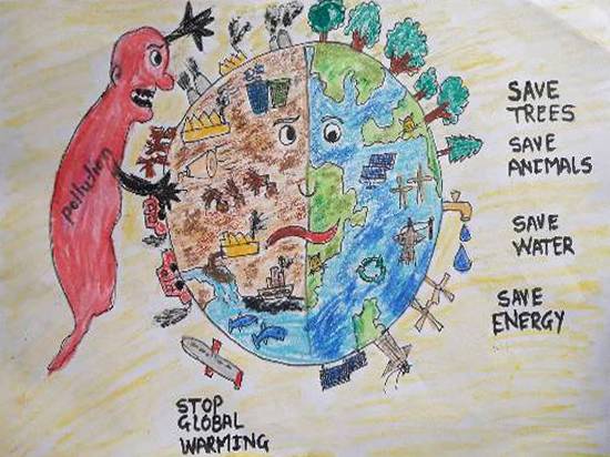 How to draw stop global warming save earth. - YouTube