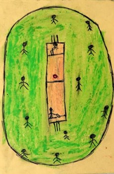 children playing cricket drawing