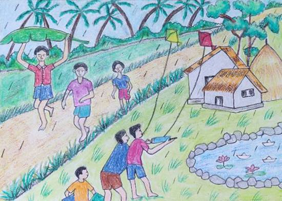 Let's draw a beautiful village scenery | Easy drawing of a village | By  Drawing BookFacebook