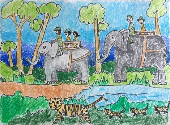 How to draw scenery with animals step by step||Jungle Scene Drawing for  Kids|easyway to draw scenery - YouTube