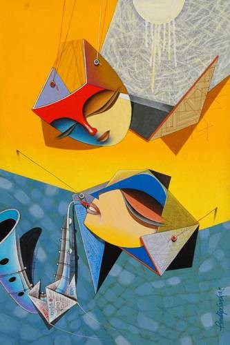 Flight of Imagination - 5, painting by Pradip Sarkar