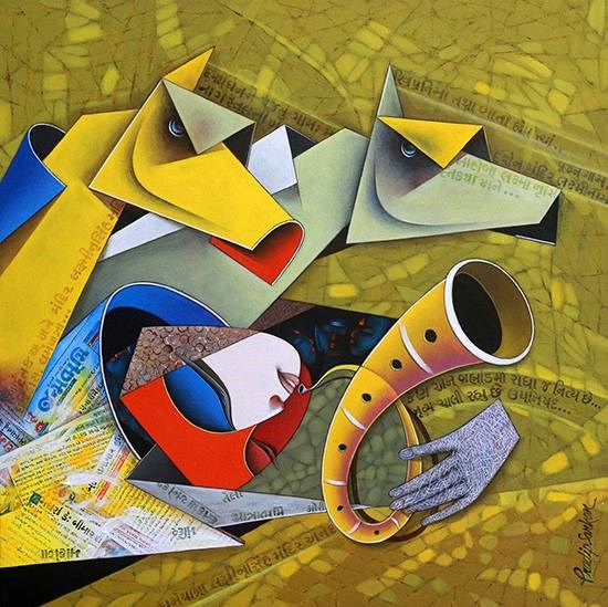 Flight of Imagination - 7, painting by Pradip Sarkar