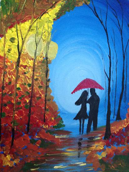 Walk In The Rain Painting By Emerging Artist Sohini Ghosh