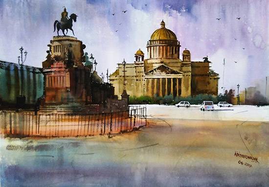 Painting  by Aditya Ponkshe - St. Isaac's Cathedral