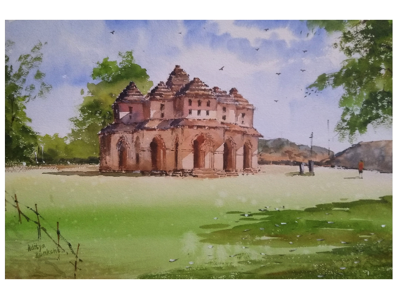 Painting  by Aditya Ponkshe - Lotus Mahal, Hampi