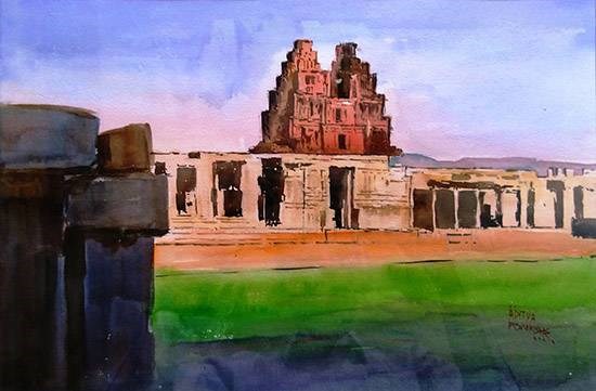 Vitthala Temple, Hampi, painting by Aditya Ponkshe