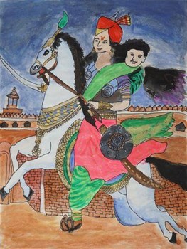 jhansi ki rani, painting by Rutuja Jadhav