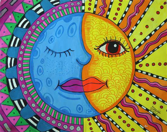 Half Sun Half Moon Painting by Manali Bhagwat