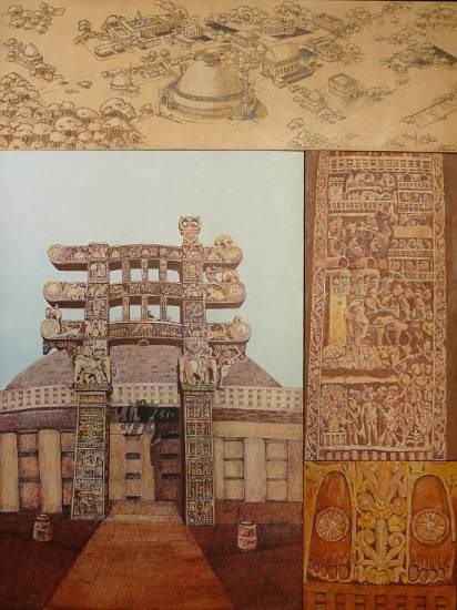 Sanchi Torana, painting by Sandhya Ketkar