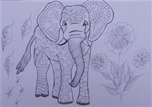 Painting by Mohini Ramu Raut - An Elephant Painting by Mohini Ramu Raut - An Elephant