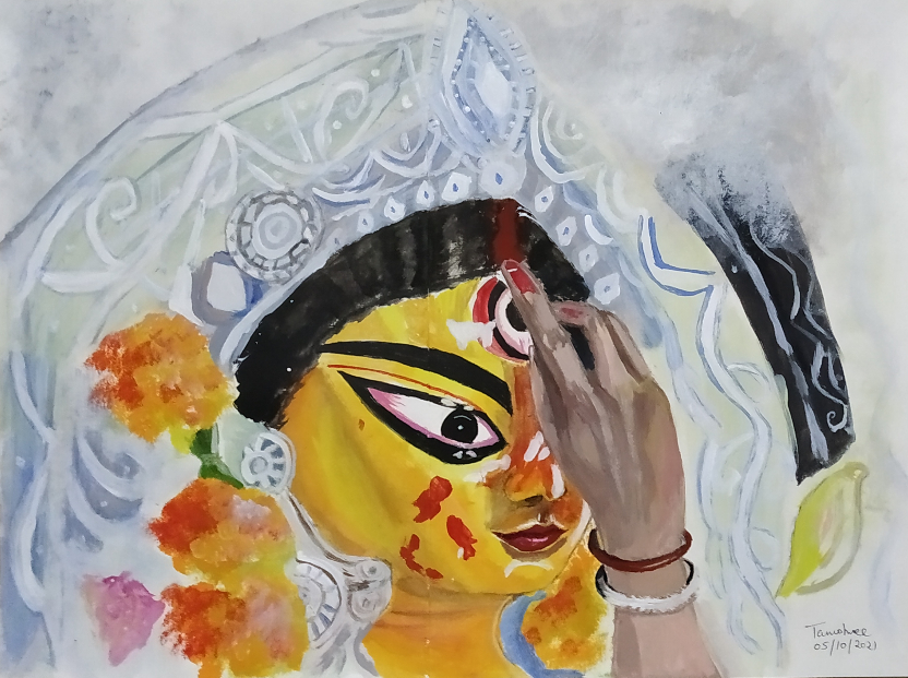 Durga puja Drawing by Reena Tomar - Pixels