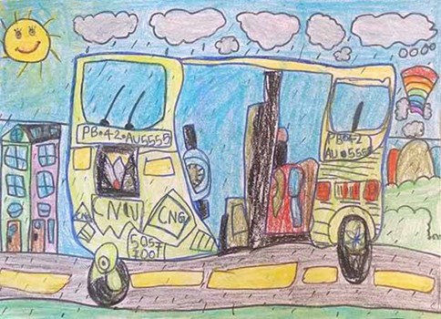 How to draw auto rickshaw step by step for beginners