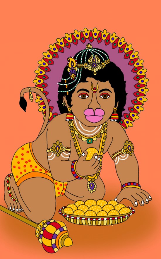 Lord child hanuman, painting by Harshit Pustake