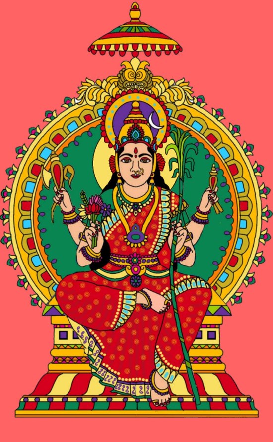 Goddess lalita tripursundari, painting by Harshit Pustake