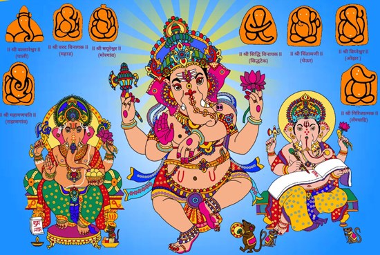 Ashtvinayak, painting by Harshit Pustake