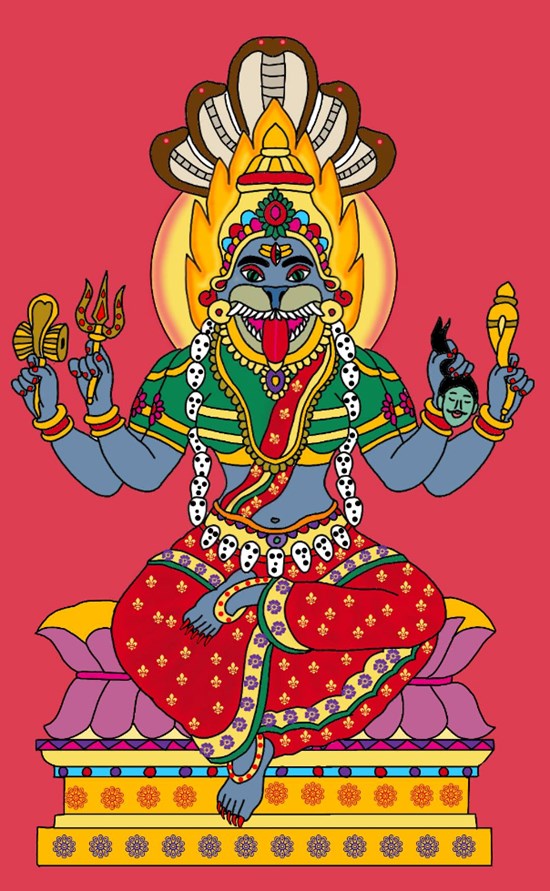 Goddess pratyangira, painting by Harshit Pustake